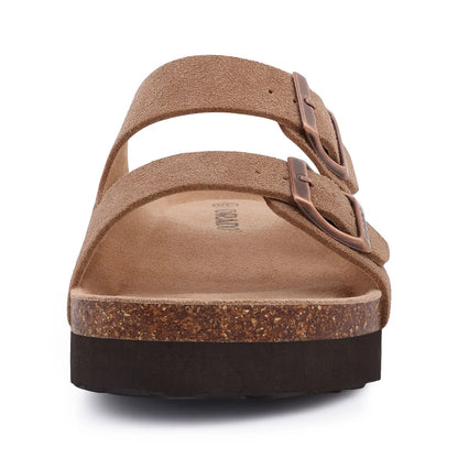 SAND DUAL BUCKLE COMFORT SLIDE